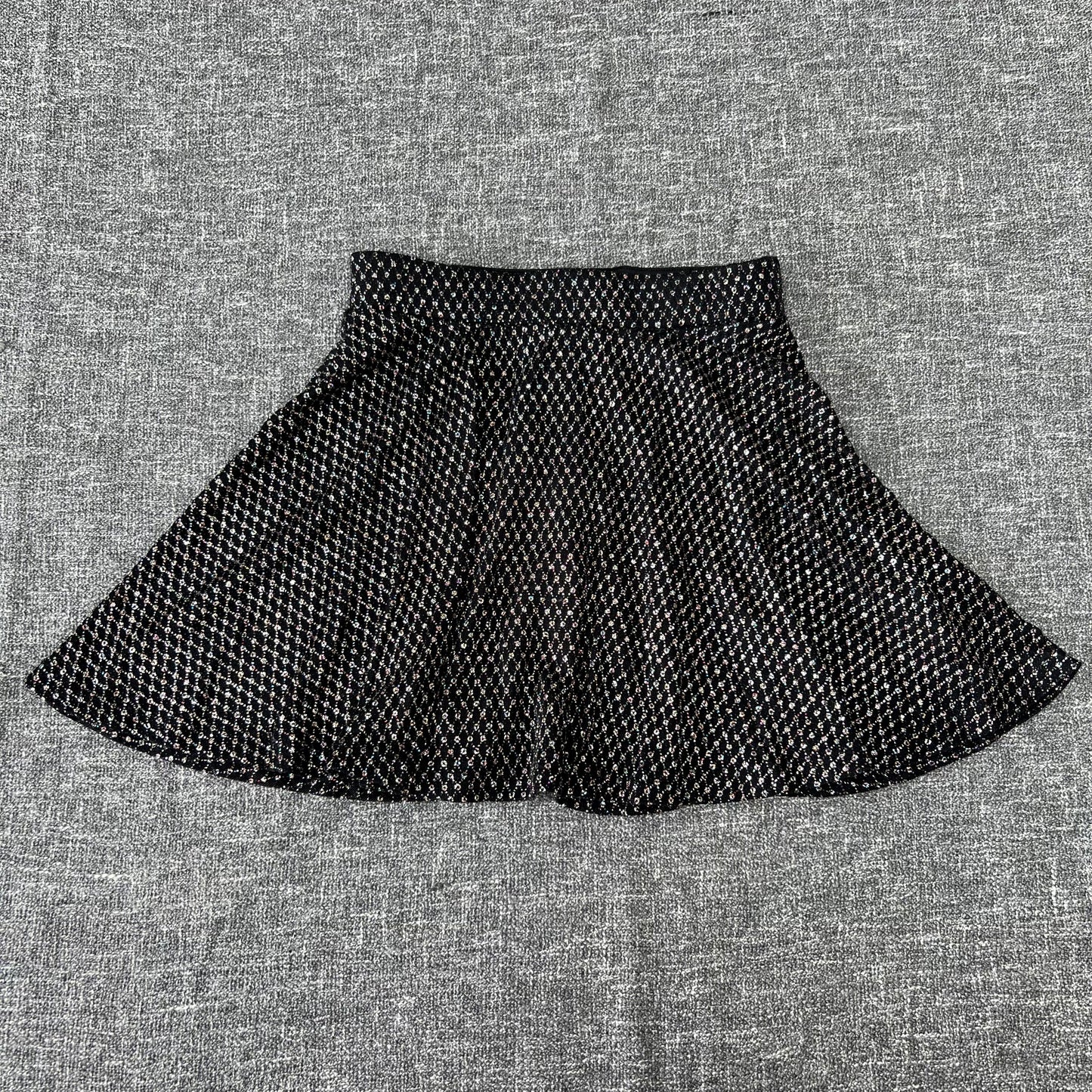 Girls 7-8 Year Black Glittery Party Skirt With Elastic Waistband