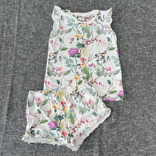 Girls 6-7 Year White Floral Print Summer Pjs