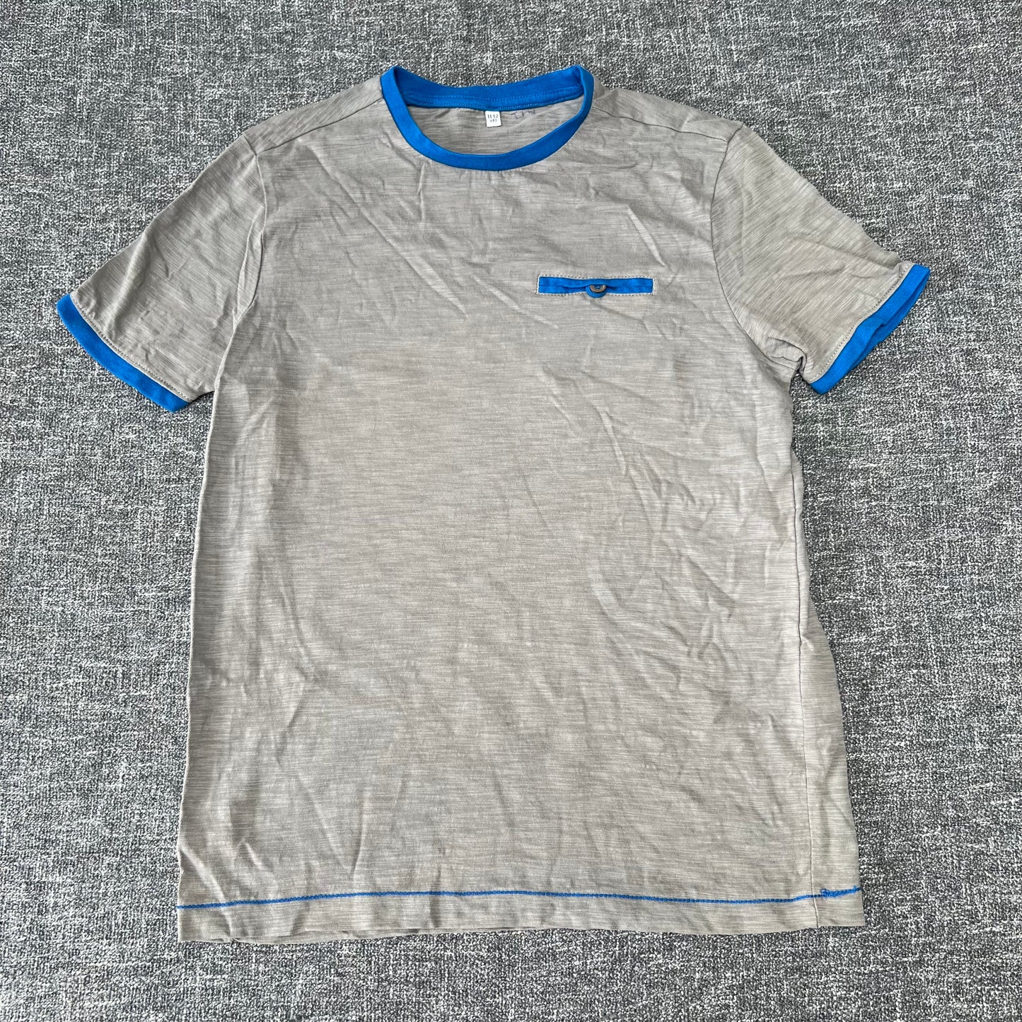 Boys 11-12 Year Grey & Blue T-shirt With Pocket Detail