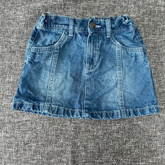 Girls 3-4 Year Blue Denim Skirt With Adjustable Waist