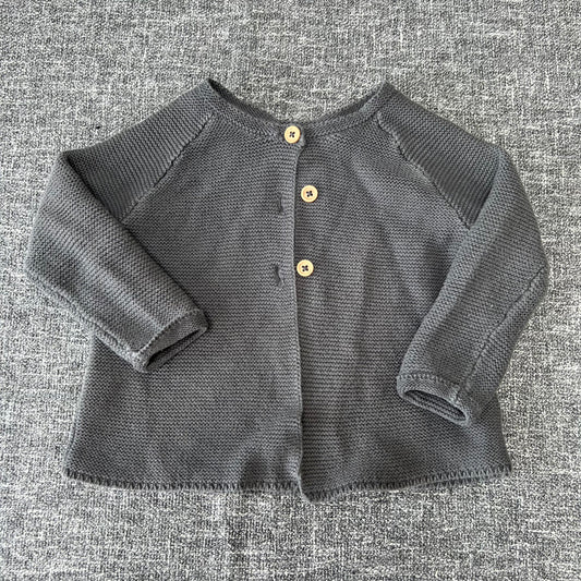 Girls 6-9 Month Dark Grey Knitted Cotton Cardigan