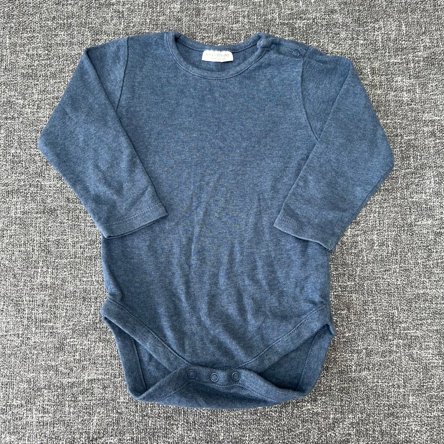 Boys 12-18 Month Plan Blue Long Sleeved Bodysyut