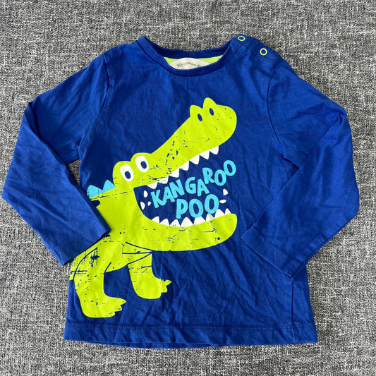 Boys 12-18 Month Blue Crocodile "Kangaroo Poo" Long Sleeved Top