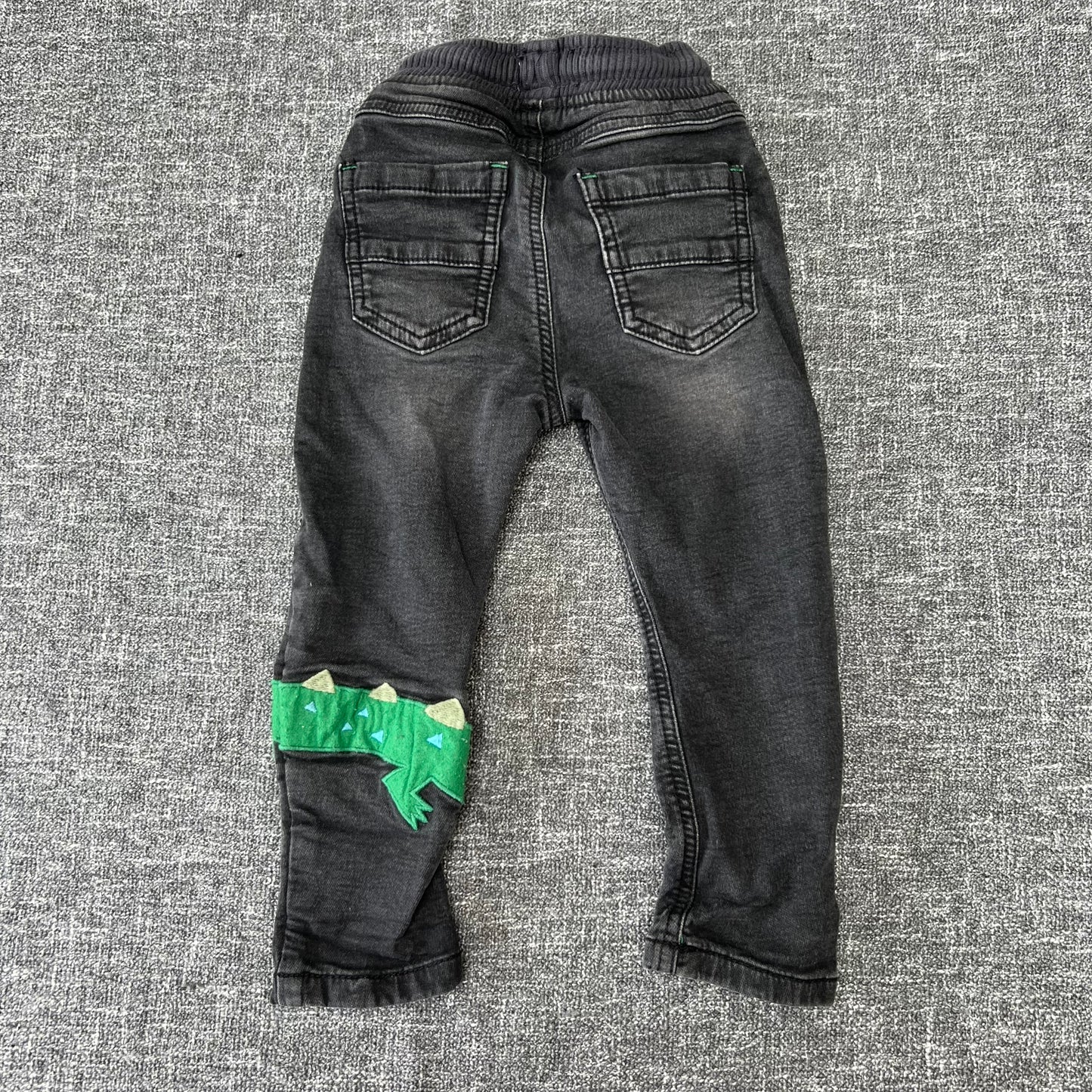 Boys 12-18 Month Black Jeans With Appliquéd Crocodile