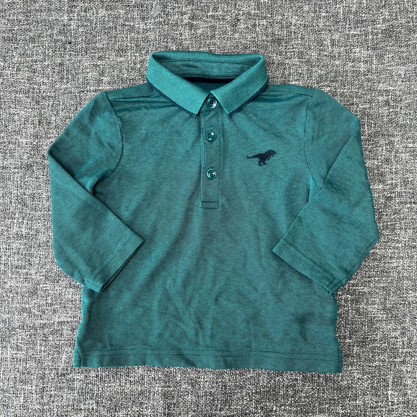 Boys 12-18 Month Blue / Green Long Sleeved Polo Shirt