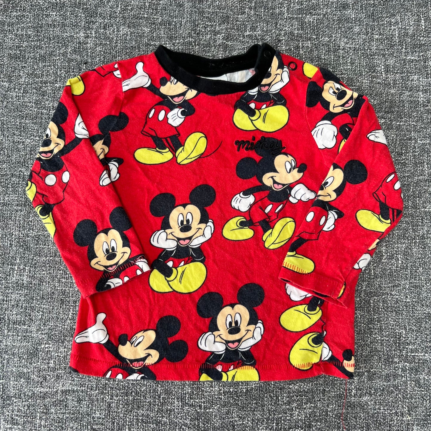 Boys 12-18 Month Red Disney Mickey Mouse Print Long Sleeved Top