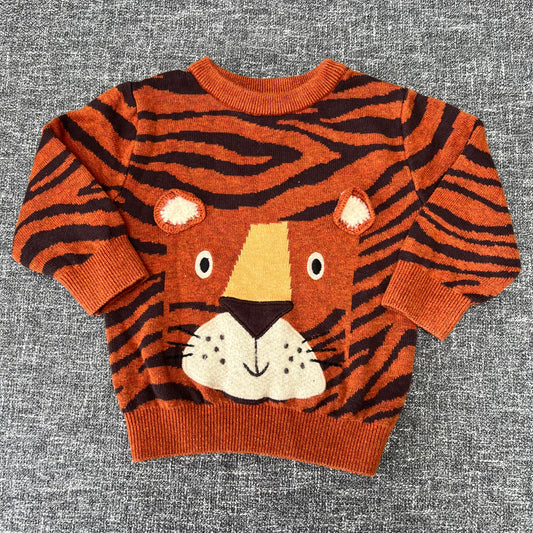 Boys 9-12 Month Orange / Brown Tiger Jumper