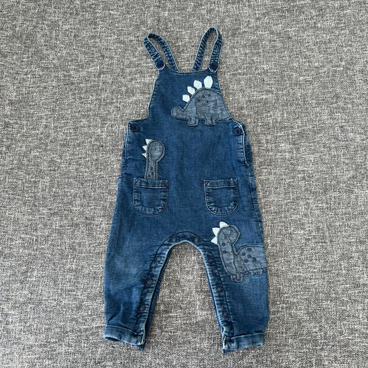 Boys 9-12 Month Blue Denim Dinosaur Dungarees